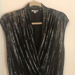 Cache Silver metallic sleeveless top